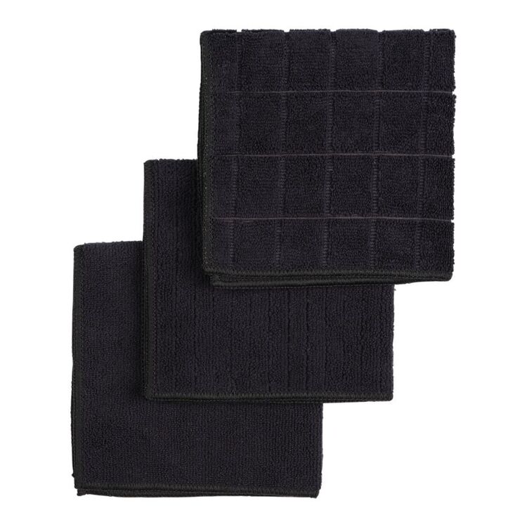 Mode Home Calva Microfibre Dishcloth 3 Pack Black 30 x 30 cm