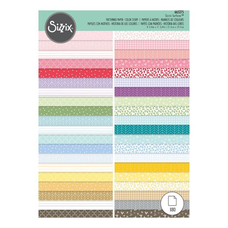 Sizzix Surfacez Colour Story Patterned Paper 80 Pack