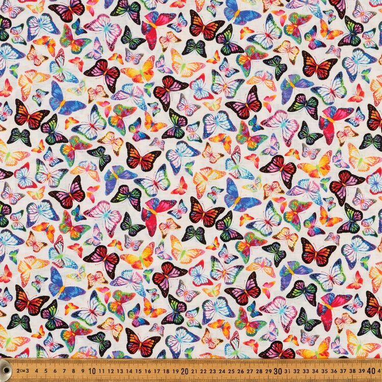 Timeless Treasures Rainbow Bright Light Butterflies All Over Printed 112 cm Cotton Fabric