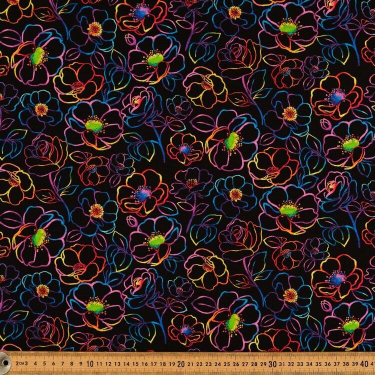 Timeless Treasures Rainbow Bright Rose Lines Printed 112 cm Cotton Fabric