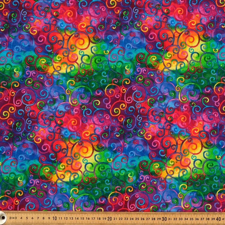 Timeless Treasures Rainbow Bright Swirls Printed 112 cm Cotton Fabric