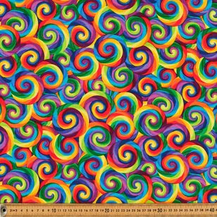Timeless Treasures Rainbow Bright Spirals Printed 112 cm Cotton Fabric Multicoloured 112 cm