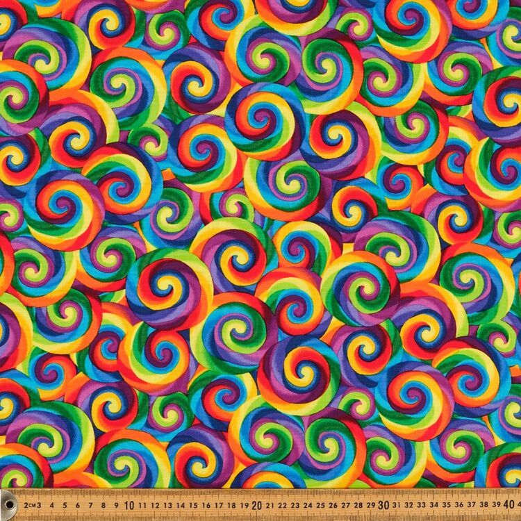 Timeless Treasures Rainbow Bright Spirals Printed 112 cm Cotton Fabric