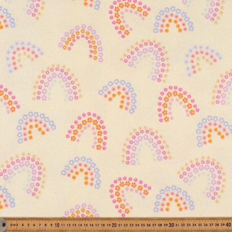 Flower-Bow Printed 112 cm Cotton Flannelette Fabric