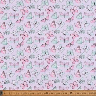 Butterflies Printed 112 cm Cotton Flannelette Fabric Lilac 112 cm