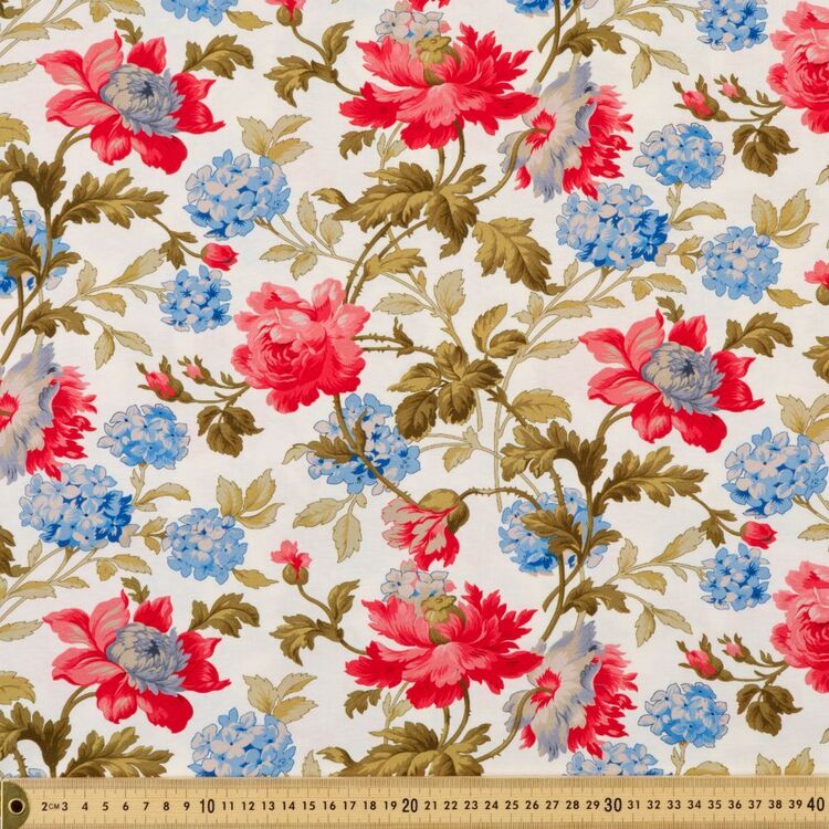 Belle Pivoines Large Floral Printed 112 cm Cotton Fabric