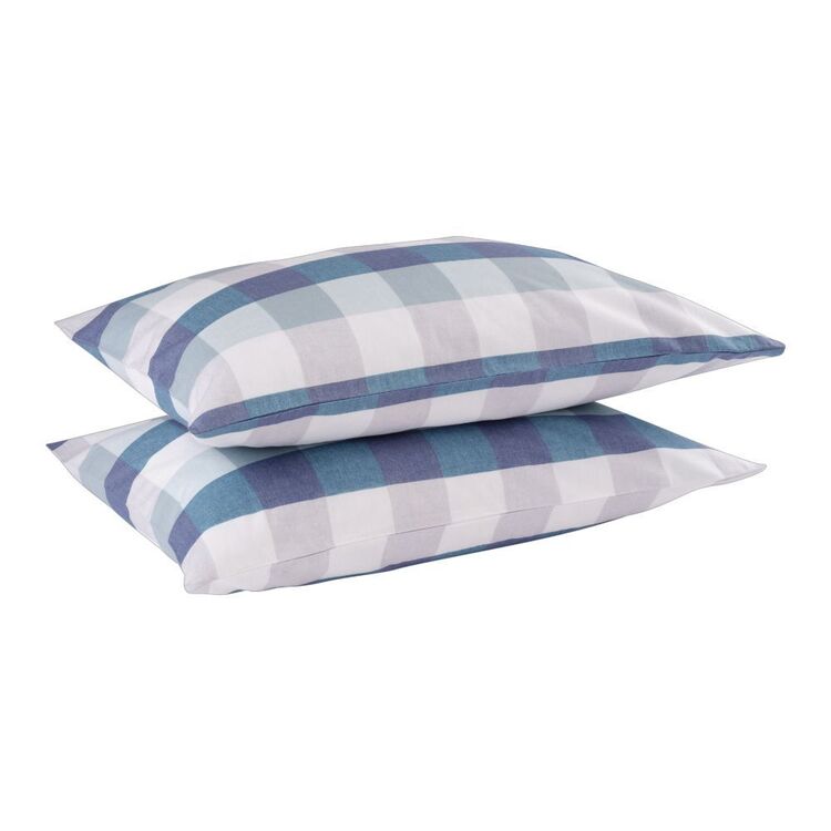 KOO 225 Thread Count Washed Cotton Pillowcase Big Check