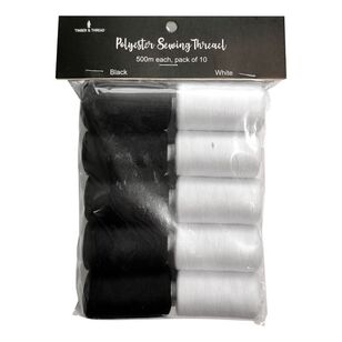 Timber & Thread Poly Thread 10 Pack Black & White 500 m