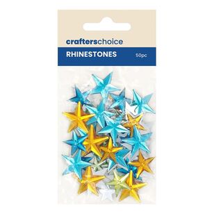 Crafter's Choice Rhinestone Stick-On Stars 50 Pack Blue, Yellow & Green