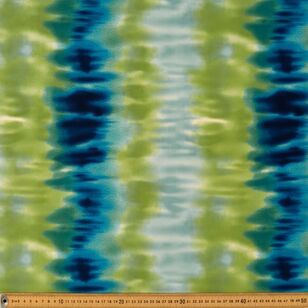 Tie Dye Wind Stripes Printed 150 cm Polyester Elastane Jersey Fabric Green & Blue 150 cm