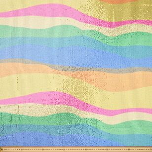 Curved Stripe Patterned 145 cm Vibrant Sequin Fabric Multicoloured 145 cm
