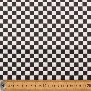 Small Check Printed 148 cm Satin Fabric Black & White 148 cm