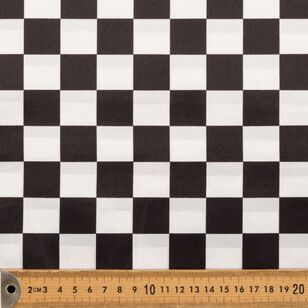 Large Check Printed 148 cm Satin Fabric Black & White 148 cm
