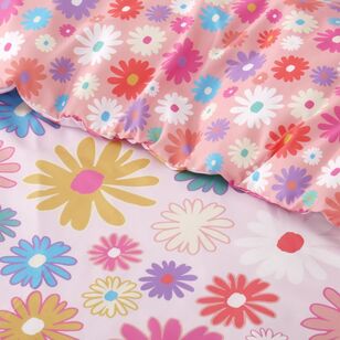 Ombre Blu Retro Floral Quilt Cover Set Multicoloured