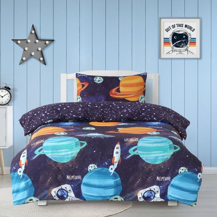 Ombre Blu Planets Quilt Cover Set