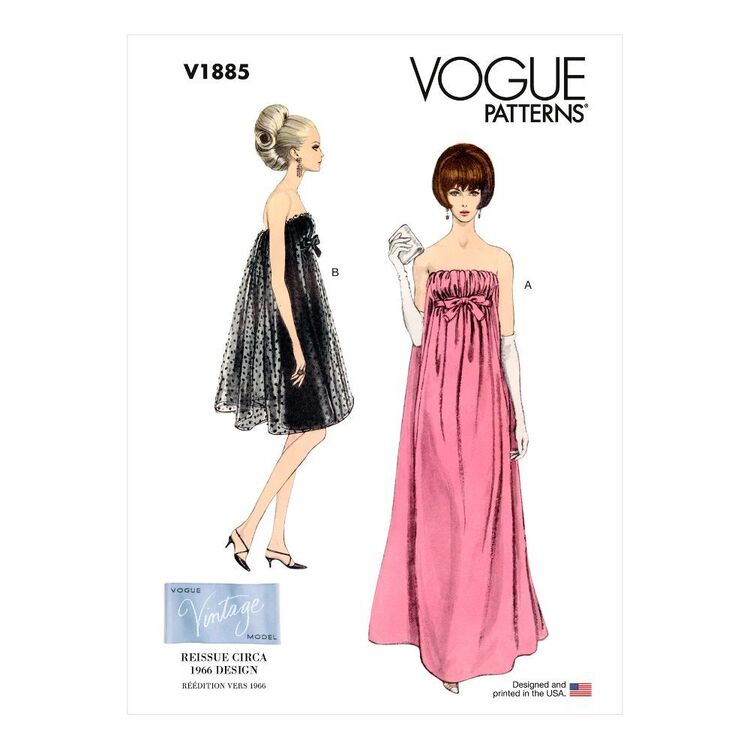 Vogue Sewing Pattern V1885 Misses' 1960s Vintage Special Occasion Dress