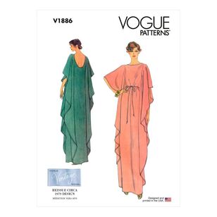 Vogue Sewing Pattern V1886 Misses' 1970s Vintage Caftan X Small - XX Large