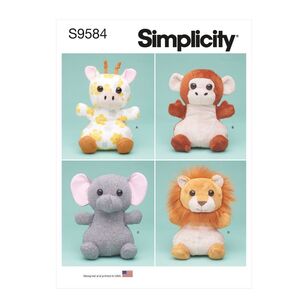 Simplicity Sewing Pattern S9584 Plush Animals One Size