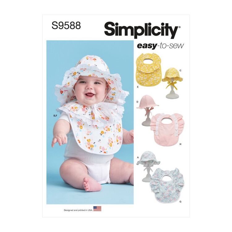 Simplicity S9588 Babies' Hats & Bibs Pattern