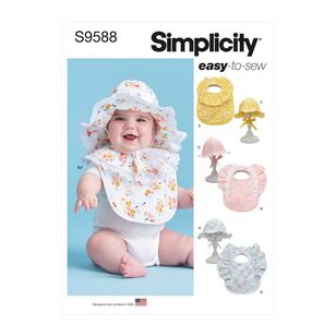Simplicity Sewing Pattern S9588 Babies' Hats & Bibs All Sizes