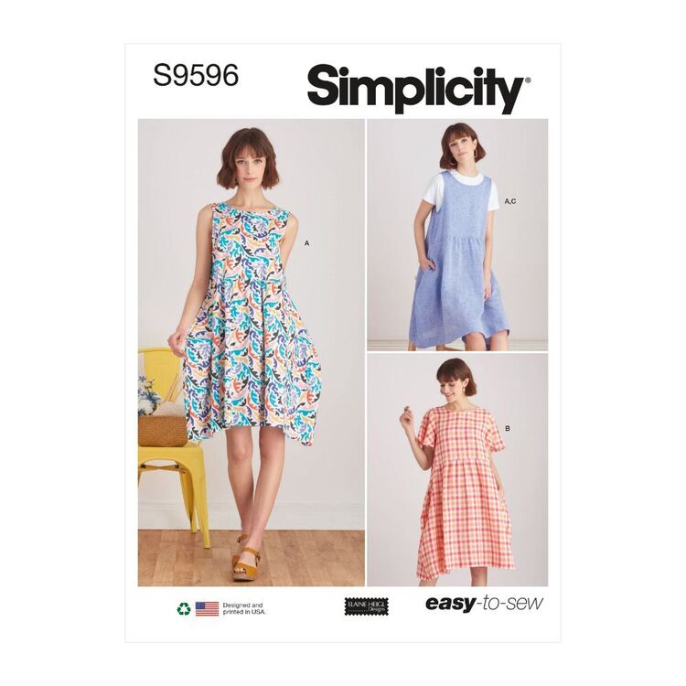 Simplicity Sewing Pattern S9596 Misses' Pullover Dress & Knit Top by Elaine Heigl