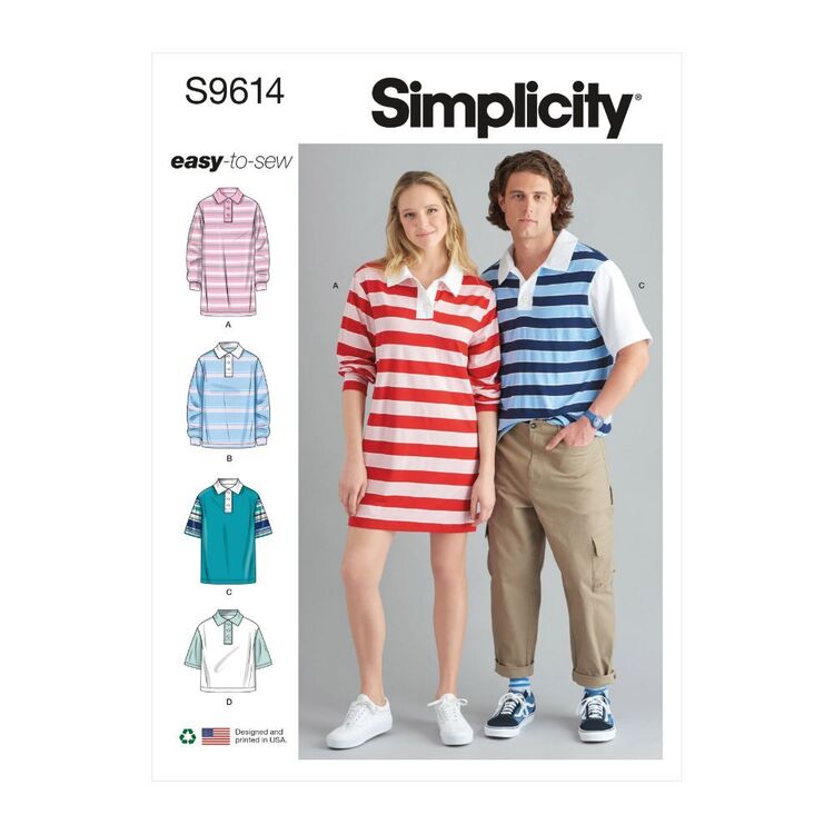 Simplicity Sewing Pattern S9614 Teens', Misses' & Men's Shirts
