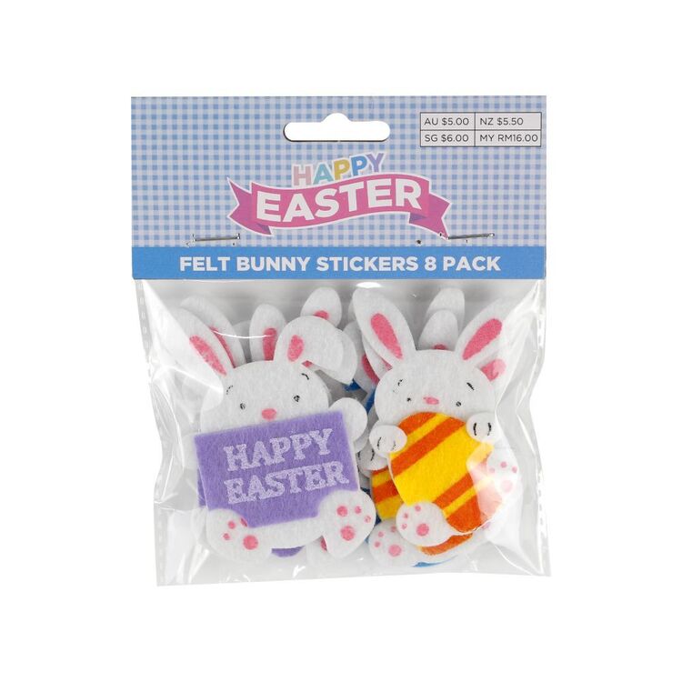 Happy Easter Felt Bunny Stickers 8 Pack