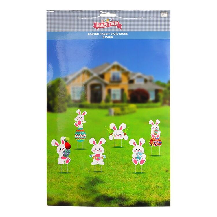 Happy Easter Rabbit Yard Signs 6 Pack