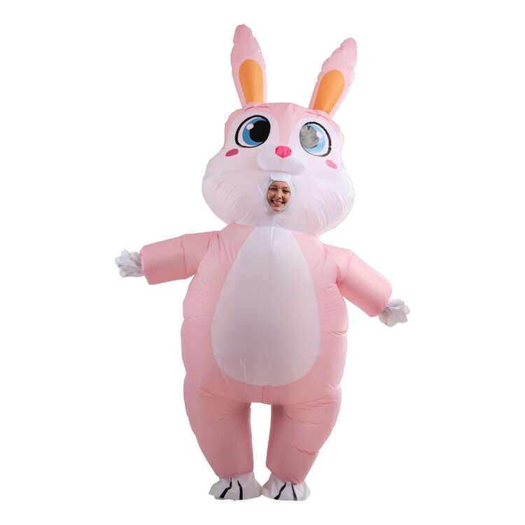 Happy Easter Inflatable Bunny Adult Costume Pink & White