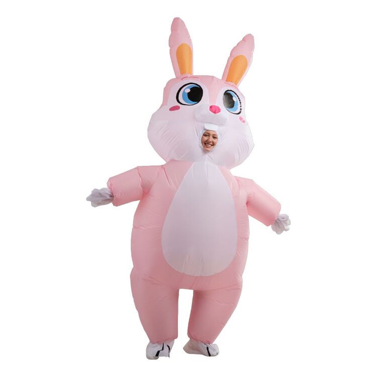 Happy Easter Inflatable Bunny Adult Costume Pink & White