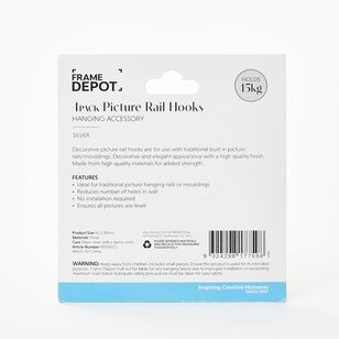 Frame Depot Picture Rail Hook 4 Pack Silver