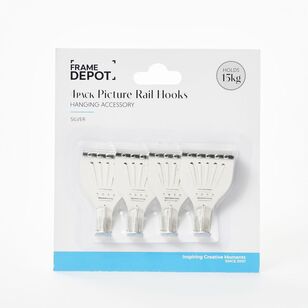 Frame Depot Picture Rail Hook 4 Pack Silver
