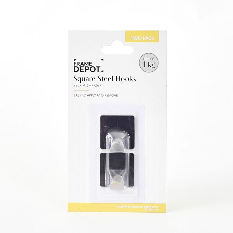 Square Frame Hook Frame Depot Square Self Stick Hook 2 Pack Black | Spotlight Australia