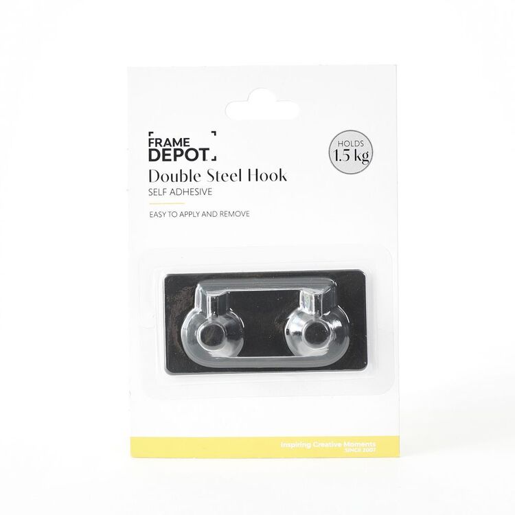 Frame Depot Self-Stick Black Hook With 2 Hangers Black