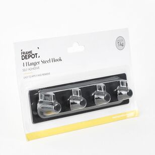Frame Depot Self-Stick Angled Hook With 4 Hangers Silver