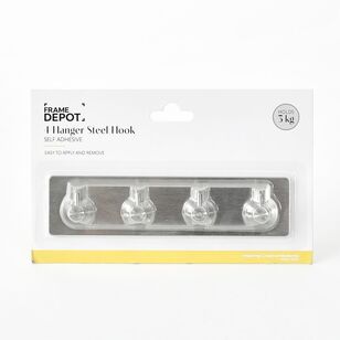 Frame Depot Self-Stick Silver Hook With 4 Hangers Silver