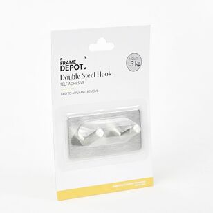 Frame Depot Self-Stick Angled Hook With 2 Hangers Silver