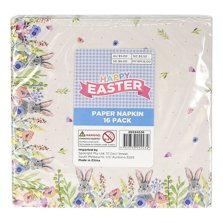 Happy Easter Bunny Napkin 16 Pack