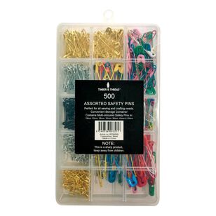 Timber & Thread Safety Pin Box 500 Pack Multicoloured
