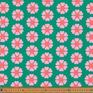 Mix N Match TC Pretty & Pink Floral Printed 112 cm Polycotton Poplin Fabric Green 112 cm