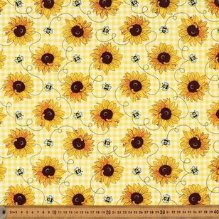 Mix N Match TC Sunflower Printed 112 cm Polycotton Poplin Yellow 112 cm