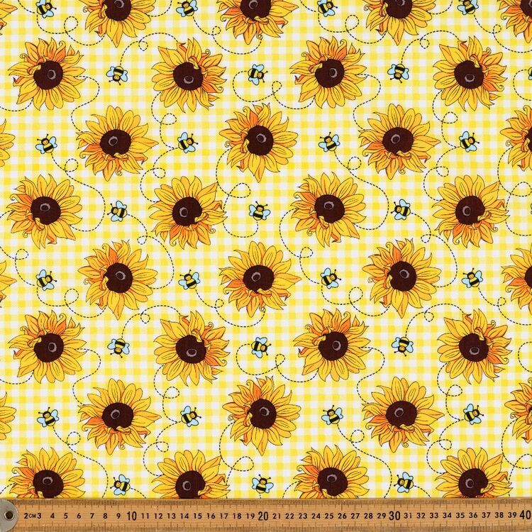 Mix N Match TC Sunflower Printed 112 cm Polycotton Poplin Fabric
