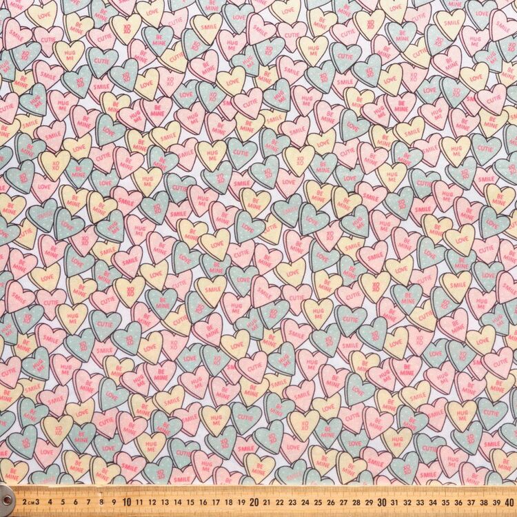 Love You Sweethearts Printed 150 cm Satin Fabric