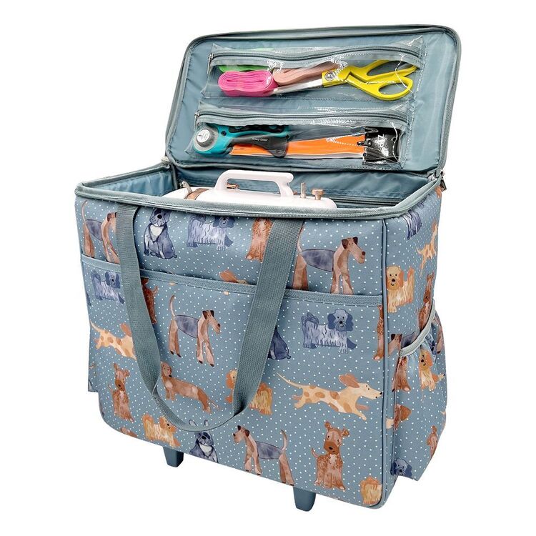 Timber & Thread Blue Dogs Sewing Trolley