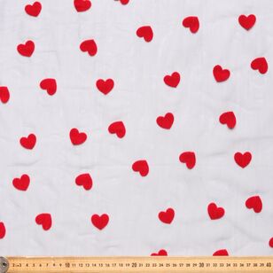 Large Hearts Flocked 150 cm Tulle Fabric Black & Red 150 cm
