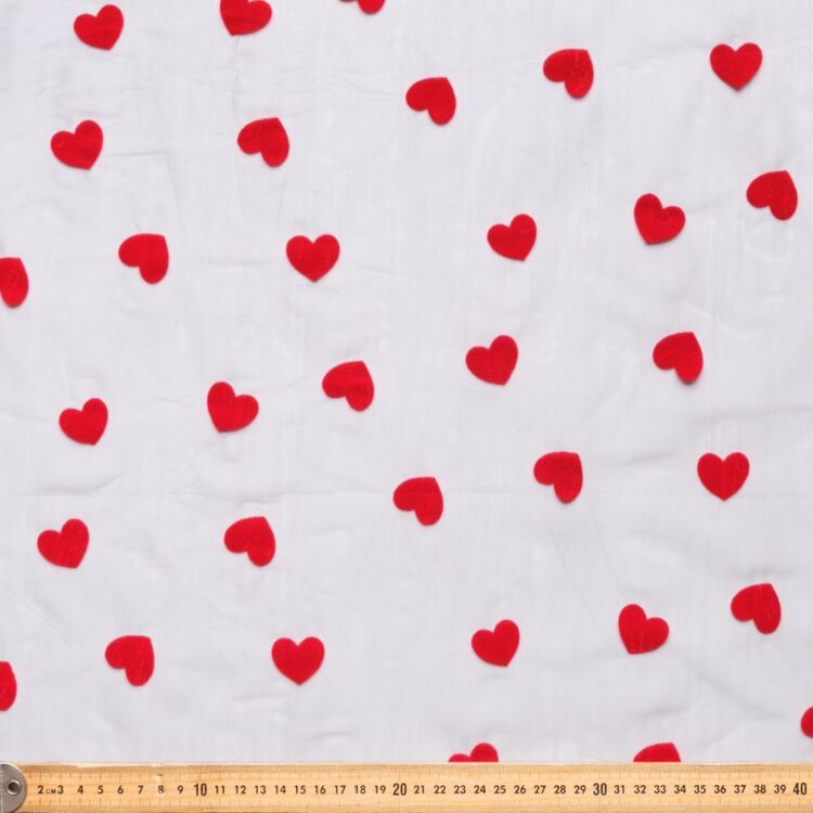 Large Hearts Flocked 150 cm Tulle Fabric