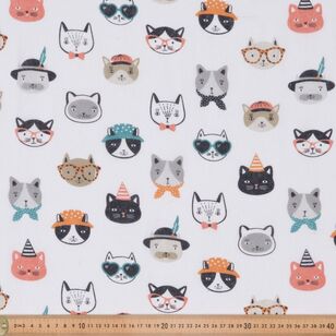 Cool Cats 120 cm Multipurpose Cotton Fabric Multicoloured 120 cm