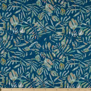 Abstract Paisley Leaf 135 cm Fujiette Rayon Blue 135 cm