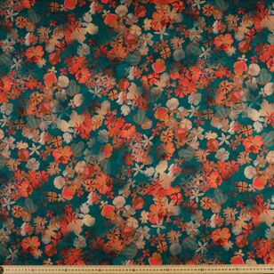 Cosmos Flower 142 cm Combed Cotton Sateen Teal 142 cm