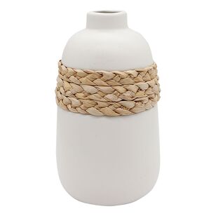 Ombre Home Amelie Vase With Rattan Rope White 9.7 x 17.2 cm